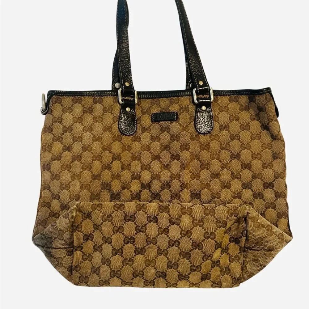 Gucci Brown and Black Monogram Tote